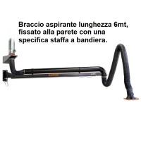 Braccio aspirante con staffa di fissaggio a muro flex